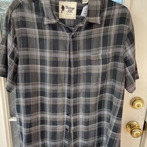 🖤 Vintage Silk Black & White Plaid 100% Silk Button-Up Shirt | XXL